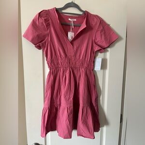 New! StitchDrop Raspberry Cotton MIDI Dress Short Sleeve Women’s size Large